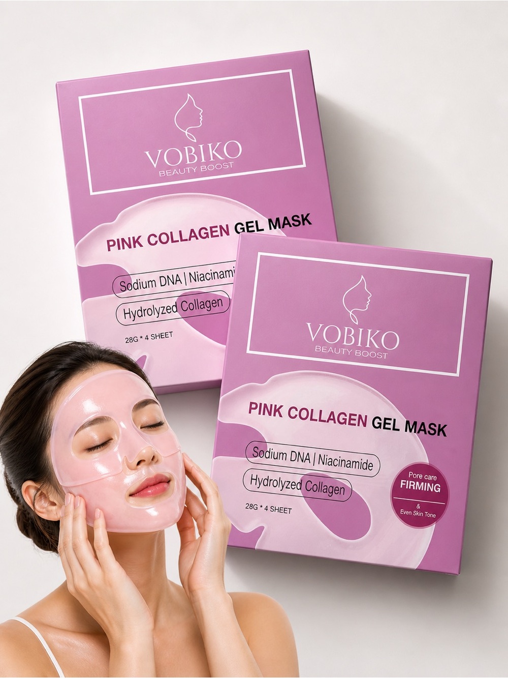 K-Beauty Glass Skin Collagen Mask Set 2 Box Bundle 8pc VOBIKO